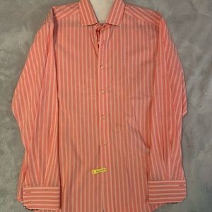 Robert Graham Pink Treble Clef Music Button Down Shirt Size L
